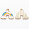 Alloy Enamel Pendants, Rainbow & Unicorn, Light Gold, Colorful, 16.5x20x1.5mm, Hole: 1.8mm