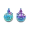 Ion Plating(IP) 201 Stainless Steel Pendant, Hollow Charms, Bottle with Eye, Rainbow Color, 30x19.5x1.5mm, Hole: 1.4mm