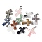 Natural & Synthetic Mixed Stone Cross Pendants, with Stainless Steel Snap on Bails, Stainless Steel Color, Mixed Dyed and Undyed, 28~30x17.5~18.5x6~7mm, Hole: 7x3mm