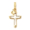 Brass Pave Natural White Shell Pendants, Crown Religion Cross Charms, Long-Lasting Plated, Lead Free & Cadmium Free, Rack Plating, Real 18K Gold Plated, 21x12.5x3mm, Hole: 3.5x6mm