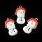 Opaque Resin Pendants, Christmas Snowman Charms with Platinum Plated Zinc Alloy Loops, Black, 28.5x15.5x7mm, Hole: 2mm