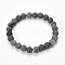 Natural Weathered Agate Beaded Stretch Bracelets, Frosted, Dyed, Round, Gray, 2-1/8 inch(55mm)