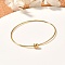 Screw End Ball 304 Stainless Steel Wire Bangle, Torque Bangle for Women, Golden, Inner Diameter: 2-1/2 inch(6.2cm)
