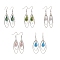 Trendy Glass Teardrop Dangle Earrings, with Brass Oval Rings and Brass Earring Hooks, Mixed Color, 65mm