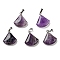 Natural Amethyst Pendants, with Platinum Tone Brass Findings, Fan Charms, 21~22x19.5~20x5~6mm, Hole: 6x4mm