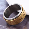 Laser Cut 304 Stainless Steel Finger Rings, Ring with Om mani padme hum, Golden, US Size 10(19.8mm)