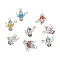 Cat Eye Pendants, Teapot, with Alloy Finding & Iron Loop, Antique Silver & Platinum, 19.5~20.5x18.5~19x8mm, Hole: 2.5mm