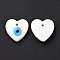 Handmade Evil Eye Lampwork Pendants, Heart, White, 36x35x7.5mm, Hole: 3.5mm