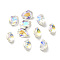 Glass Rhinestone Cabochons, Pointed Back & Back Plated, Faceted, Teardop, Paradise Shine, 10x7x5mm