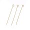304 Stainless Steel Eye Pins, Golden, 40x0.6mm, Hole: 2mm