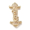 Brass Micro Pave Clear Cubic Zirconia Fold Over Clasps, Cadmium Free & Nickel Free & Lead Free, Real 18K Gold Plated, 42.5x19x6.5mm, Hole: 1.2mm