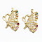Brass Micro Pave Cubic Zirconia Pendants, Nickel free, Butterfly, Real 16K Gold Plated, 35x25x3mm, Hole: 3x5mm