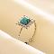 Square Synthetic Turquoise Finger Rings, 304 Stainless Steel Cuff Ring for Unisex, Inner Diameter: 17mm