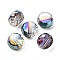 Electroplate Glass Beads, Flat Round, Faceted, Half Plated, Teal, 8x5mm, Hole: 1.2mm