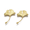 Brass Pendants, Nickel Free, Ginkgo Leaf, Raw(Unplated), 43x28x3mm, Hole: 1~3x2mm