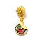 Rack Plating Alloy Enamel European Dangle Charm, Large Hole Pendant, Cadmium Free & Lead Free, Flat Round with Whale Tail, Matte Gold Color, FireBrick, 24.5mm, Pendant: 14.5x10.5x3mm, Hole: 4mm