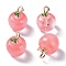 Cherry Quartz Glass Pendants, with Alloy Enamel Loops, Apple, for Teacher's Day, 16x14mm, Hole: 4x2mm
