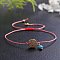 Summer Brass Cross Coin & Synthetic Turquoise Link Braided Bracelets for Women Men, Golden, Red, 11 inch(28cm)