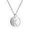 Non-Tarnish 201 Stainless Steel Initial Pendants Necklaces, with Cable Chains, Flat Round with Letter, Stainless Steel Color, Letter.K, 16.3 inch(40cm), 1mm