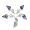 Natural Sodalite Pendants, with Platinum Brass Snap on Bails, Votex/Om Symbol/Tree of Life/Flower of Life/Star of David, Cone Pendulum, 48mm, Hole: 8mm