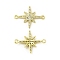 Brass Micro Pave Clear Cubic Zirconia Connector Charms, Cadmium Free & Nickel Free & Lead Free, Star Links, Golden, 23x18x2.7mm, Hole: 1.5mm