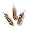 Natural Yellow Aventurine Big Pointed Pendants, Eco-Friendly Copper Wire Wrapped, Platinum, Cadmium Free & Lead Free, Bullet, 54.5x14x13.5mm, Hole: 8mm