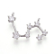 Brass Micro Pave Cubic Zirconia Pendants, Twelve Constellations, Platinum, Leo, 15~16x25x3mm, Hole: 1.5mm