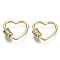Brass Micro Pave Cubic Zirconia Screw Carabiner Lock Charms, for Necklaces Making, Quick Links, Heart, Clear, Nickel Free, Real 18K Gold Plated, 19x20x2mm, Screw: 7x6mm