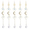 Electroplate Glass Star & Teardrop Window Hanging Suncatchers, Golden Brass Sun & Moon Pendants Decorations Ornaments, Clear AB, 220x28mm