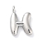 Rack Plating Brass Balloon Letter Pendants, Cadmium Free & Lead Free, Long-Lasting Plated, Platinum, Letter H, 17x12.5x4.5mm, hole: 2.5mm