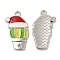 Christmas Alloy Enamel Pendants, Long-Lasting Plated, with Glitter Powder, Cadmium Free & Nickel Free & Lead Free, Platinum, Cactus, 27x16x2.2mm, Hole: 1.8mm
