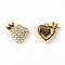 Brass Micro Pave Clear Cubic Zirconia Charms, Heart & Crown, Light Gold, 13x14x3mm, Hole: 1mm