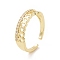 Clear Cubic Zirconia Hollow Out Heart Open Cuff Ring, Brass Jewelry for Women, Cadmium Free & Lead Free, Golden, Inner Diameter: 16mm
