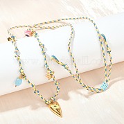 Кулон в форме сердца с желтым глазом из нержавеющей стали 304 NJEW-C093-03G