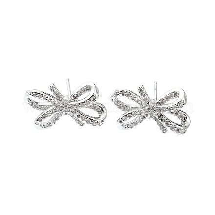 Серьга-гвоздик из латуни с микропаве из кубического циркония EJEW-C086-04P-1