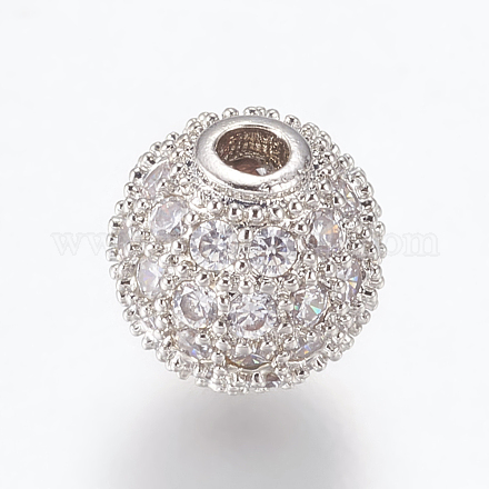 Латунные микро проложить кубического циркония бусы ZIRC-E134-8mm-04P-1