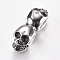 304 Stainless Steel Beads, Skull, Large Hole Beads, Antique Silver, 36x11.5x13mm, Hole: 6mm