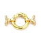 Brass Micro Pave Clear Cubic Zirconia Fold Over Clasps, Flat Round, Golden, 35mm