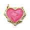 Brass Micro Pave Cubic Zirconia Enamel Pendants, Heart, with Jump Ring, Lead Free & Cadmium Free, Real 18K Gold Plated, Rack Plating, Lasting Plated, Flamingo, 20.5x24x2.5mm, Hole: 3mm