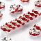 Brass Grade A Rhinestone Spacer Beads, Wavy Edge, Rondelle, Nickel Free, Silver, Light Siam, 6x3mm, Hole: 1mm