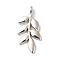 Rack Plating Alloy Pendants, Cadmium Free & Lead Free, Leafy Branch Charms, Platinum, 24.5x12x2mm, Hole: 1.8mm