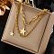 304 Stainless Steel 2 Layer Pendant Necklaces for Women, Golden, Star, 14.17 inch(36cm)