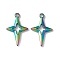 Ion Plating(IP) 304 Stainless Steel Pendants, Star Charms, Rainbow Color, 27.5x17x2.5mm, Hole: 2mm