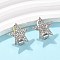 Star Brass Micro Pave Clear Cubic Zirconia Clip-on Earrings, Platinum, 18.5x18.5mm