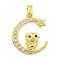 Brass Micro Pave Clear Cubic Zirconia Pendants, Cadmium Free & Nickel Free & Lead Free, The 12 Chinese Zodiac, Pig, 20x16.5x2.5mm, Hole: 5x2.8mm