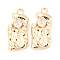 Brass Pendants, with Clear Glass, Irregular Rectangle Charms, Real 18K Gold Plated, 16x7x4mm, Hole: 1.4mm