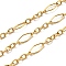 304 Stainless Steel Singapore Chains, Unwelded, with Spool, Real 18K Gold Plated, 15x6x1mm, 10m/roll