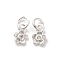 Brass Micro Pave Cubic Zirconia Charms, Long-Lasting Plated, Flower, Silver, 6x4x1mm, Hole: 2.3mm