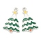Alloy Enamel Pendants, Christmas Tree, Green, Platinum, 25x16x2mm, Hole: 1mm
