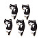 Alloy Enamel Pendants, with Printed, Cadmium Free & Nickel Free & Lead Free, Cat Charm, Golden, Black, 25x13x2mm, Hole: 1.2~1.4mm